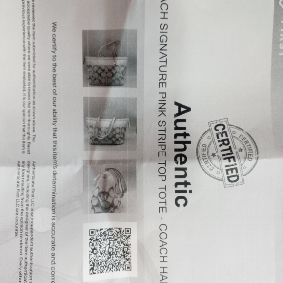 Coach Signature Pink Stripe Top Tote - Picture 6 of 8